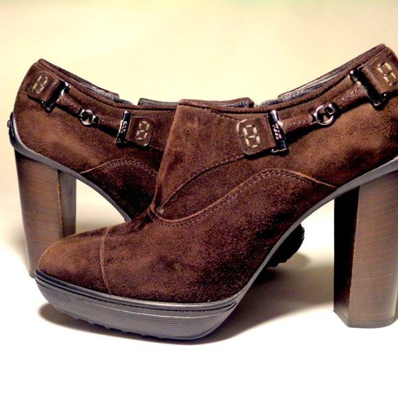 Tod's Chocolate Brown Suede High Heel Booties